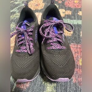 Brooks black and purple leopard print running shoes